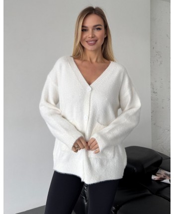 Пухнастий кардиган білий 111812