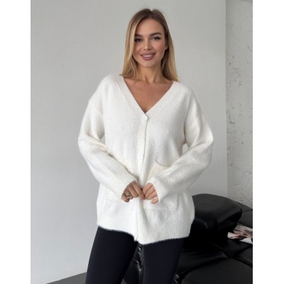 Пухнастий кардиган білий 111812 Пухнастий кардиган білий 111812
