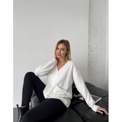 Пухнастий кардиган білий 111812 Пухнастий кардиган білий 111812