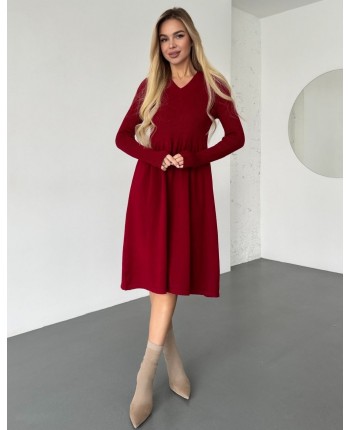 Платье с пишной юбкой бордовое 111817