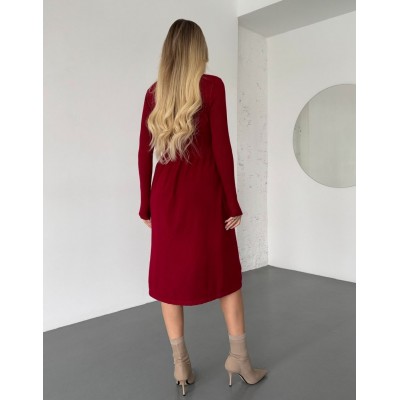 Сукня з пишною спідницею бордова 111817 Сукня з пишною спідницею бордова 111817