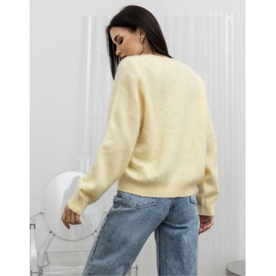 Пухнастий вовняний светр жовтий 111819 Пухнастий вовняний светр жовтий 111819