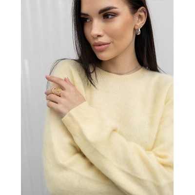 Пухнастий вовняний светр жовтий 111819 Пухнастий вовняний светр жовтий 111819