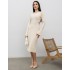 Бежева сукня з вирізом 111822 Бежева сукня з вирізом 111822