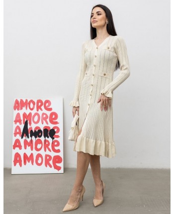 Платье на пуговицах бежевое 111824