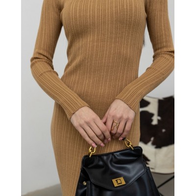 Силуетна сукня міді гірчична 111825 Силуетна сукня міді гірчична 111825