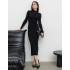 Силуетна сукня міді чорна 111826 Силуетна сукня міді чорна 111826