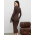 Силуетна сукня міді шоколадна 111827 Силуетна сукня міді шоколадна 111827