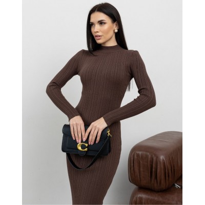 Силуетна сукня міді шоколадна 111827 Силуетна сукня міді шоколадна 111827