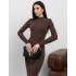 Силуетна сукня міді шоколадна 111827 Силуетна сукня міді шоколадна 111827