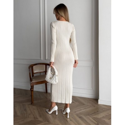 Трикотажна сукня міді молочна 111829 Трикотажна сукня міді молочна 111829