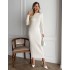 Трикотажна сукня міді молочна 111829 Трикотажна сукня міді молочна 111829