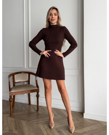 Платье мини шоколадное 111830