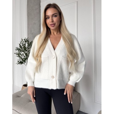 Пухнастий кардиган молочний 111802 Пухнастий кардиган молочний 111802