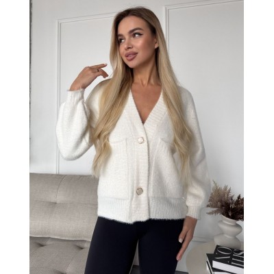 Пухнастий кардиган молочний 111802 Пухнастий кардиган молочний 111802