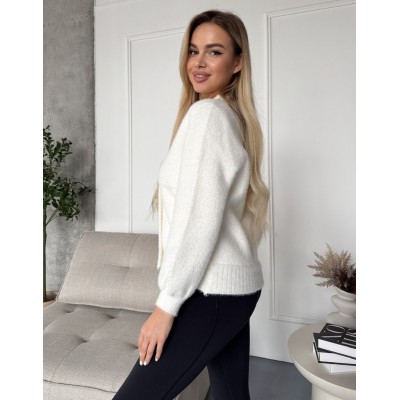 Пухнастий кардиган молочний 111802 Пухнастий кардиган молочний 111802