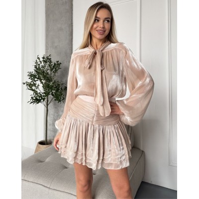 Сатиновий костюм бежевий 111805 Сатиновий костюм бежевий 111805