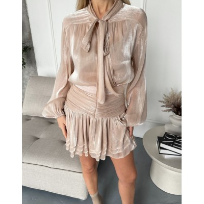 Сатиновий костюм бежевий 111805 Сатиновий костюм бежевий 111805