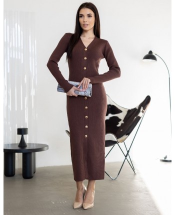 Шоколадна сукня на гудзиках 111790