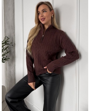 Шоколадный свитер на змейке 111832