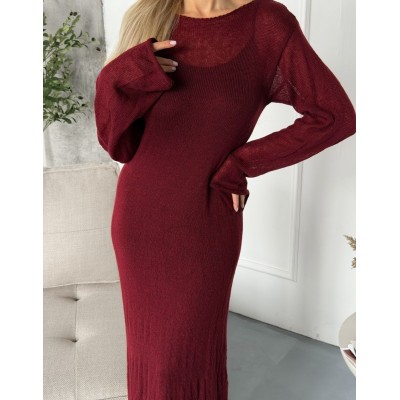 В'язана сукня максі бордова 111833 В'язана сукня максі бордова 111833