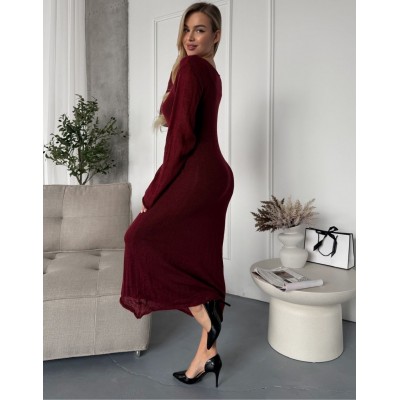 В'язана сукня максі бордова 111833 В'язана сукня максі бордова 111833