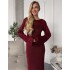 В'язана сукня максі бордова 111833 В'язана сукня максі бордова 111833