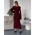 В'язана сукня максі бордова 111833 В'язана сукня максі бордова 111833