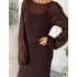 В'язана сукня максі шоколадна 111837 В'язана сукня максі шоколадна 111837