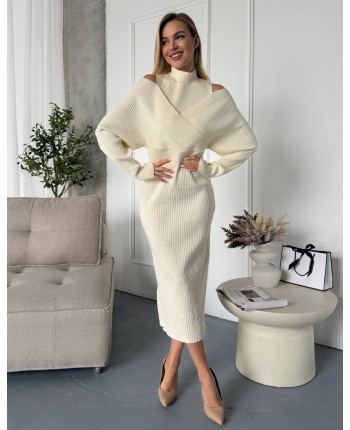 Платье миди с открытыми плечами 111835