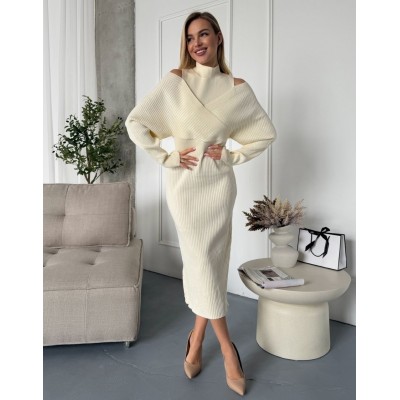 Сукня міді з відкритими плечима 111835 Сукня міді з відкритими плечима 111835