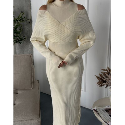 Сукня міді з відкритими плечима 111835 Сукня міді з відкритими плечима 111835