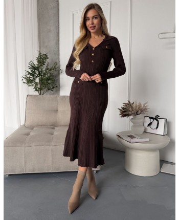 Шоколадна сукня з гудзиками 111840