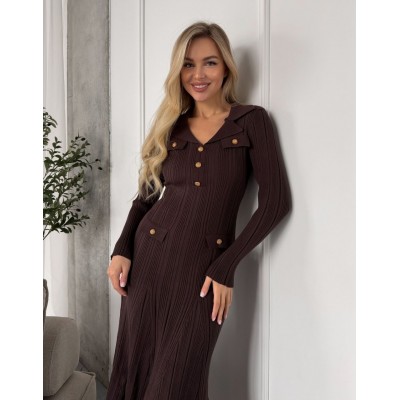 Шоколадна сукня з гудзиками 111840 Шоколадна сукня з гудзиками 111840