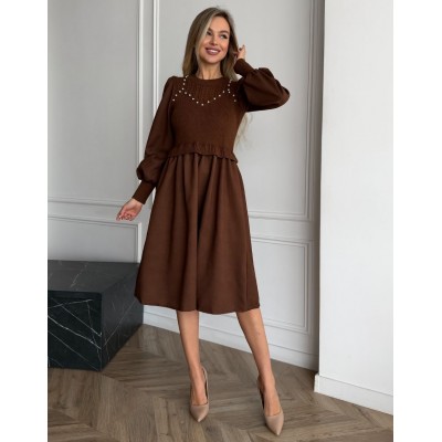 Вельветова сукня шоколадна 111842 Вельветова сукня шоколадна 111842