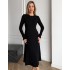 Трикотажна сукня міді чорна 111843 Трикотажна сукня міді чорна 111843