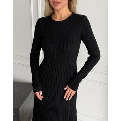 Трикотажна сукня міді чорна 111843 Трикотажна сукня міді чорна 111843