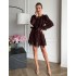 Шоколадна сукня міні з поясом 111848 Шоколадна сукня міні з поясом 111848