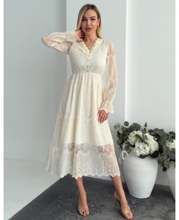Кружевное платье миди 111850