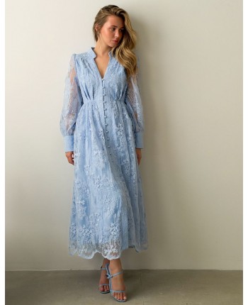 Кружевное платье миди голубое 111907
