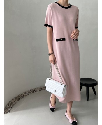 Трикотажное платье розовое 111087