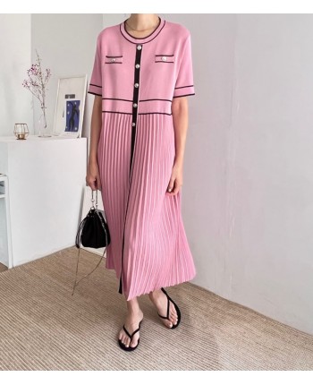 Трикотажна сукня пліссе рожева 111094