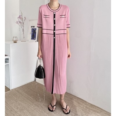 Трикотажна сукня пліссе рожева 111094 Трикотажна сукня пліссе рожева 111094