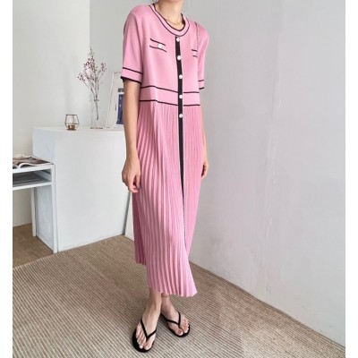 Трикотажна сукня пліссе рожева 111094 Трикотажна сукня пліссе рожева 111094