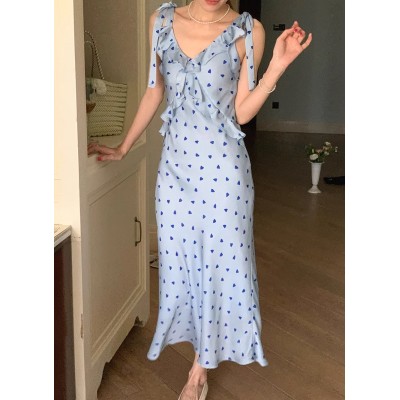 Атласна сукня з сердечками блакитна 111440 Атласна сукня з сердечками блакитна 111440