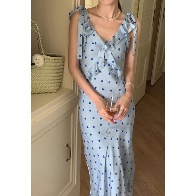 Атласна сукня з сердечками блакитна 111440 Атласна сукня з сердечками блакитна 111440