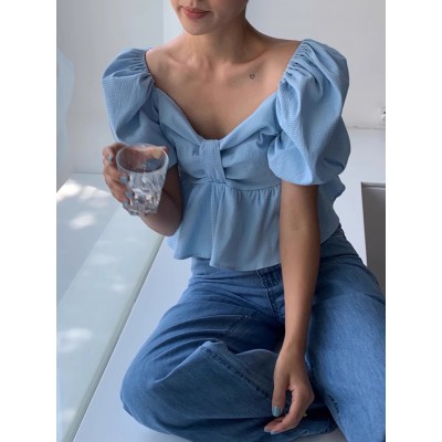 Короткая блуза голубая 111198 Короткая блуза голубая 111198