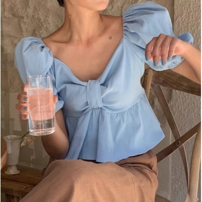 Короткая блуза голубая 111198 Короткая блуза голубая 111198