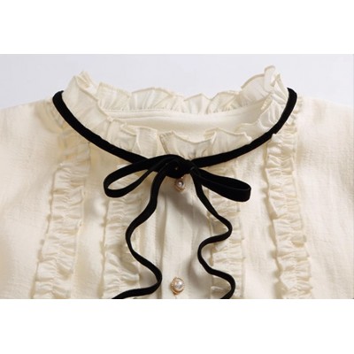 Біла блузка з рюшами 111244 Біла блузка з рюшами 111244