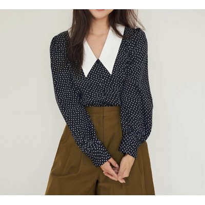 Сорочка в горошок з коміром 111233 Сорочка в горошок з коміром 111233